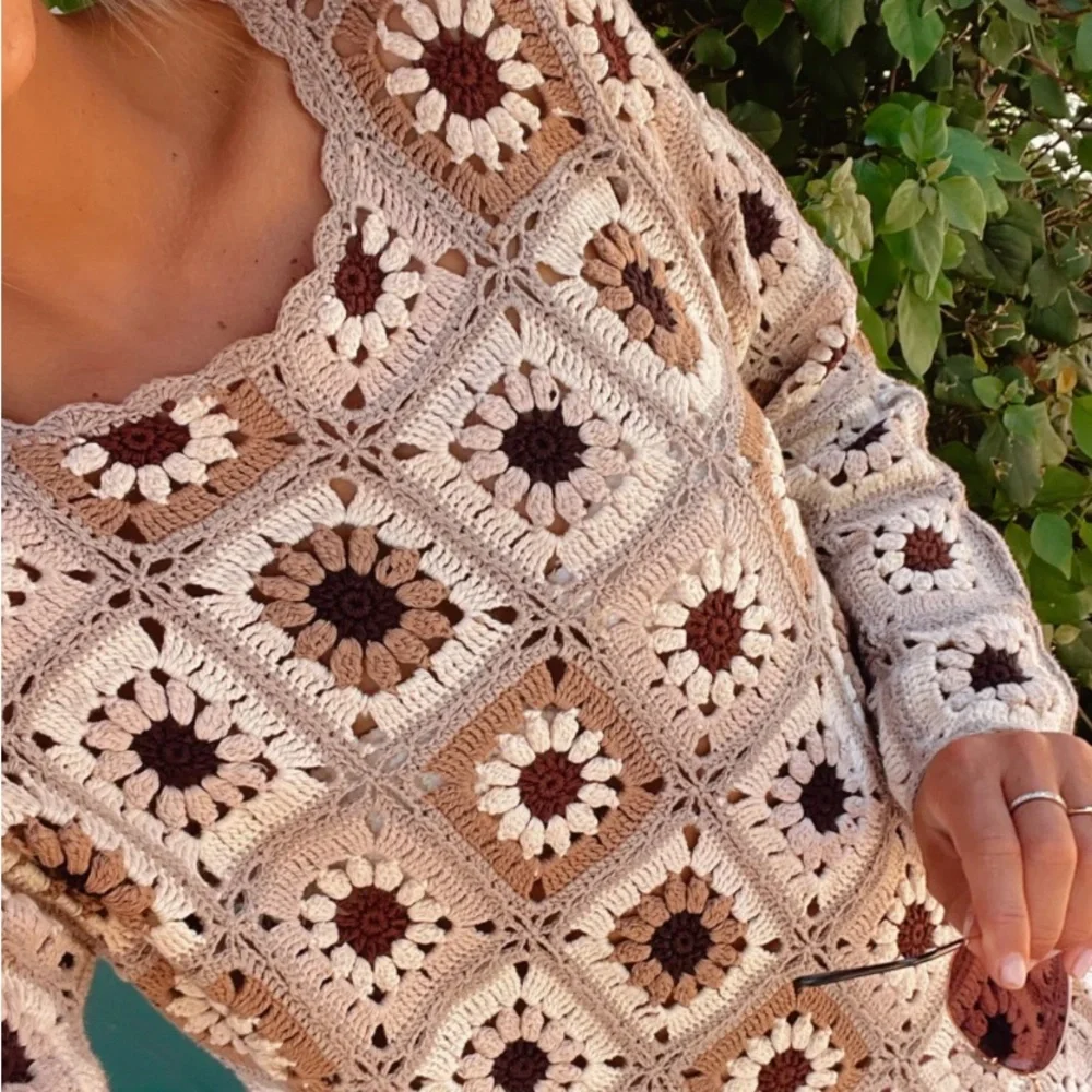 Show Me Your MuMu Crochet Coverup in Cream and Brown - Picture 2 of 7